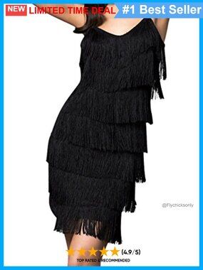 Fringe Flapper Mini Dress Sleeveless V-Neck Party Dress